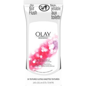 Olay Makeup Remover Wipes, Regenerist Micro-Exfoliating Wet Cleansing Cloths, Facial Cleanser for Women - Exfoliates, Refreshes, Smooths Texture, Travel Approved, 30 ct - 3 Pack
