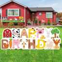 Farm Animal Birthday Decorations Yard Sign with Stakes Farm Theme Party Decor for Kids Bday Baby Shower Animal Happy Birthday Yard Sign Lawn Decor for Outdoor Garden Farmhouse Barnyard Party Supplies