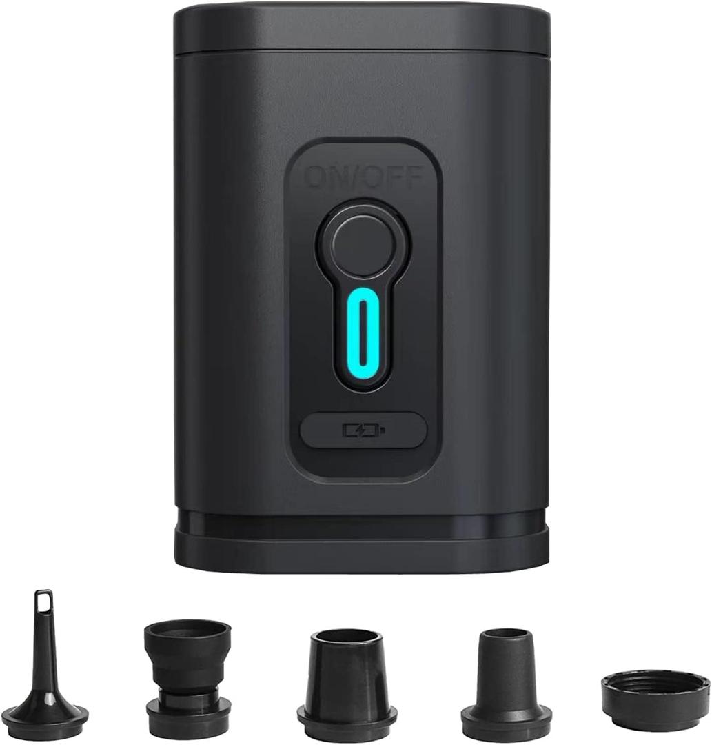 LUOOV Electric Air Pump, Portable Air Pump Inflator/Deflator Pumps for Outdoor Camping, Inflatable Cushions, Air Mattress Beds, Boats, Swimming Ring (Tiny Mini Black)