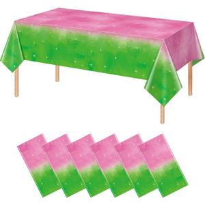 6pcs 54x108Inch Witch Party Decorations Tablecloth,Pink and Green Disposable Rectangle Plastic Table Cloth,Witch Theme Table Cover for Kids Baby Shower Wedding Birthday Party Supplies Decors