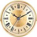 Hicarer 4.3 Inch/ 110 mm Quartz Clock Insert, Gold Trim, Roman Numeral, Quartz Movement