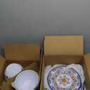 Melamine Dinnerware Set 12-Piece for 4 Dish Set Plates Bowls Unbreakable Dishware for Indoor Outdoor Use Lightweight Durable for Camping Picnics Parties Purple