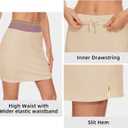 M MOTEEPI Skorts for Woman 18" Golf Athletic Skirts with Pockets High Waist Tennis Skirt (Beige)