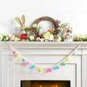 2 x BrilliantJo Holiday Decorations Bunny Garland 6ft Pre-Strung Glitter Pompom Banner with Colorful Rabbits Vibrant Spring Hanging Decor for Mantle Table Stairs Tree childens Day Brithday Home Party