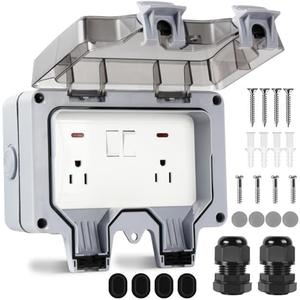 XINYIELE Outdoor Outlet Box Waterproof with On-Off Switch and Indicator Light,15A 250V Outdoor Waterproof Plug Socket,Outdoor Power Outlet Box,Waterproof Ip66 Power Outlet,NEMA 5-15 Duplex Receptacle