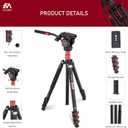 GF4 Fluid Head Tripod with Phone Mount, 78'' Professional Aluminum Heavy Duty Camera Tripod Monopod, Compact Portable Travel Tall Tripod Stand for Canon Nikon DSLR iPhone Camcorder,Max Load 26lb