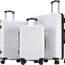 OLIXIS 3-Piece Luggage Set, 20/24/28 Inch Hardside Suitcases with Spinner Wheels, Lightweight ABS Hard Shell Travel Luggage, TSA Approved Lock, Expandable Carry-On & Checked LuggageWhite