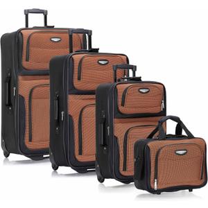 Travel Select Amsterdam Softside Expandable Luggage with Rolling Wheels, Orange, 4-Piece Set (15/21/25/29)