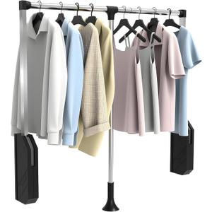 Pull Down Closet Rod Stainless Steel,35"-48" Adjustable Wardrobe Lift Rail Rod,60 lbs Load Capacity,Side & Back Mounted Closet Pole for Waredrobe & Hanging Clothes