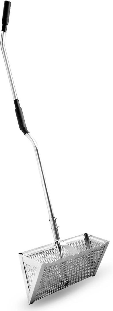 Sand Flea Rake,16-Inches Wide Basket, 52 Long Strong Assembly Handle, Sharp Teeth, Curved Handle Design [3 Pieces Assembly Handle Version]