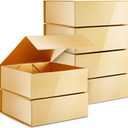 Stockroom Plus 6 Pack Proposal Boxes with Lid for Groomsmen, Bridesmaid Proposal, 9.5 x 9.5 x 3.5 Inch Square Glossy Gold Magnetic Gift Box for Parties, Retail