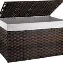 OIAHOMY Large Storage Basket with Lid, 42.3 Gallon (160L) Blanket Basket with Removable Liner Bag, Wicker Hamper with Handle, Foldable, Hamper for Bedroom, Brown