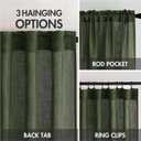 MIULEE Olive Green Linen Curtains 90 Inch Long for Bedroom Living Room, Soft Thick Linen Textured Window Drapes Semi Sheer Light Filtering Rod Pocket Back Tab Christmas Burlap Look, 2 Panels