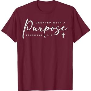 Christians Created With A Purpose Bible Verse Faith Gift T-Shirt (M)