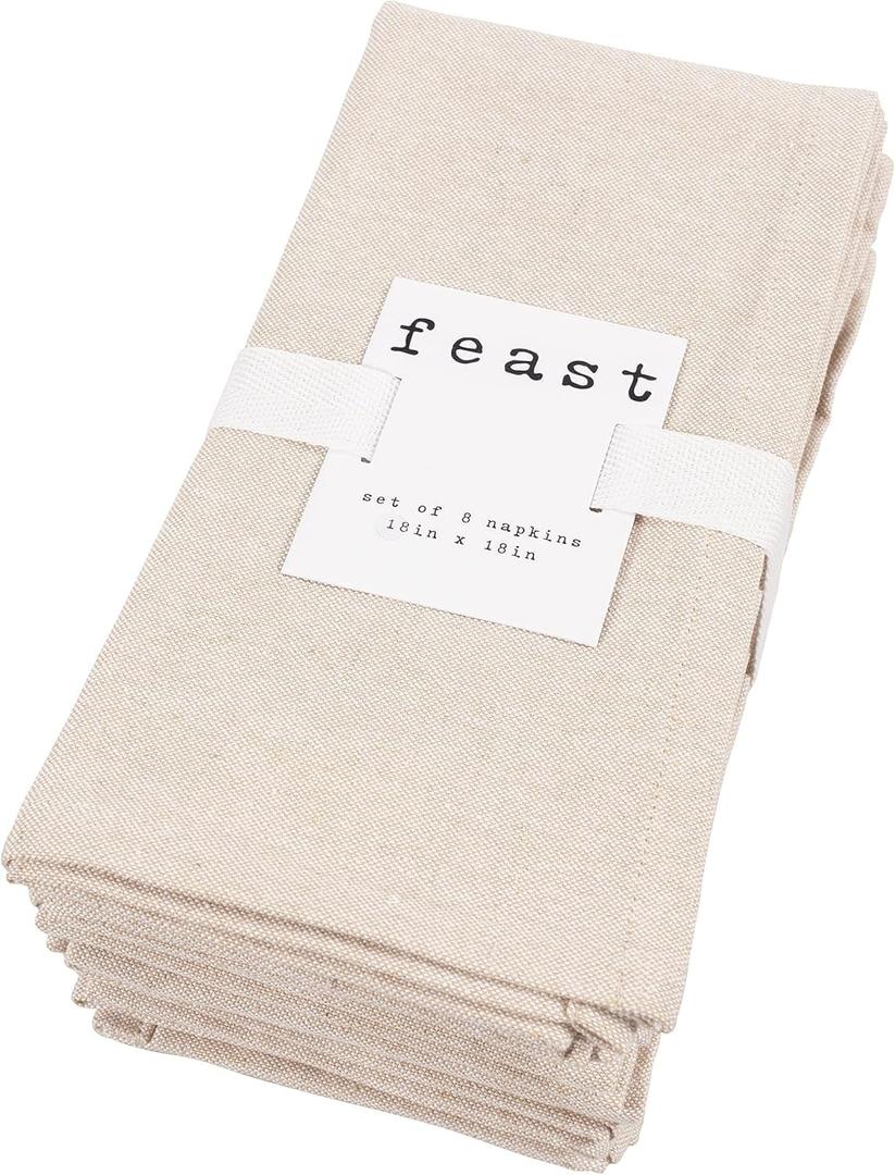 KAF Home Overbrook Chambray Dinner Napkins - Set of 8 (Beige)
