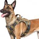 rabbitgoo Dog Harness for Large Dogs No Pull, Tactical Service Pet Vest with Molle and Control Handle, Adjustable and Reflective Military Harness for Easy Walking and Training, Brown camo, L