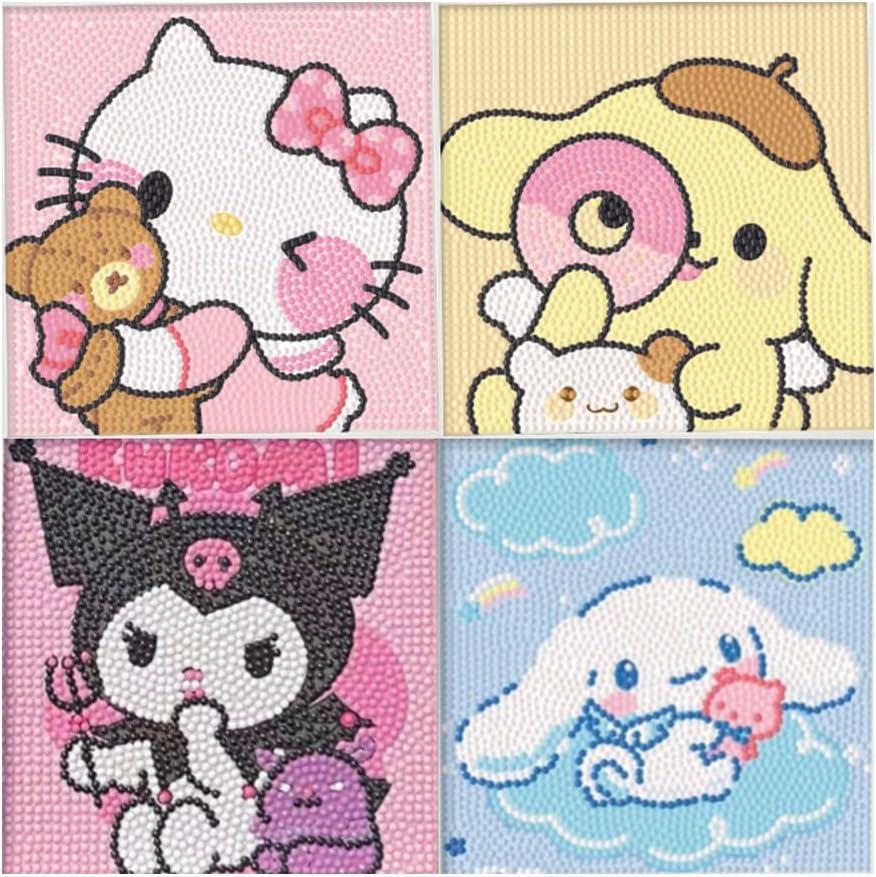 PERFECTSIGHT Cute 5D Diamond Art Kits, Kawaii DIY Painting Art for Adults Teen, 4 Pack Diamond Arts and Crafts Sets, Big Gem Full Drill Diamond Dots for Women (SLO)