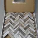 STICKGOO Herringbone Peel and Stick Backsplash, 10 Sheets PVC Kitchen Backsplash, Faux Wood Stick on Tiles for Kitchen (Gold wood grain marble)