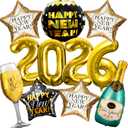 Happy New Years Eve Party Supplies 2026, 11 Pcs Foil Balloon New Years Decorations Set