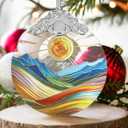 Sun & Mountain 2025 Holiday Ornaments - Christmas Ornaments, Stained Glass Christmas Tree Decor - Gift Idea for Friends - Mountain Theme