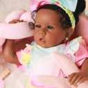 Rebornova Reborn Baby Dolls Black Girl, African American 20 Inch Realistic Newborn Baby Dolls with Lifelike Soft Body Silicone Limbs Birthday Gift Set for Ages 3+