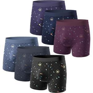 6 x Mens Underwear Cotton Boxer Briefs Soft Breathable Moisture-Wicking Shorts No Ride Up Underwear for Men Pack 6 (XXL)