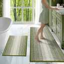 BSICPRO Bathroom Rugs and Mats Sets, 2 Piece Thick Absorbent Chenille Bath Mat Rug Set Non Slip, Soft Shaggy Bath Room Floor Mats for Bathroom, Machine Washable (Sage, 20" x 47" Plus 16" x 24")