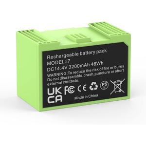14.4V 3200mAh i7 Battery Compatible with iRobot Roomba i i8 i7 i7158 i7+ 7150 7550 i6 i4 4150 i4+ 4552 i3 3550 Replacement Lithium Ion Battery ABL-D1 4624864 and e e6 e5150 e5152 Vacuum Cleaner 14.4V 3200mAh i7 Battery Compatible with iRobot Roomba i i8 i7 i7158 i7+ 7150 7550 i6 i4 4150 i4+ 4552 i3 3550 Replacement Lithium Ion Battery ABL-D1 4624864 and e e6 e5150 e5152 Vacuum Cleaner