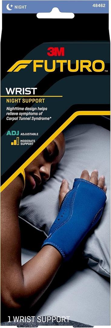 FUTURO Night Wrist Support, Left or Right, Adjustable, Helps Provide Nighttime Relief of Carpel Tunnel Symptoms, Made of Breathable Material, Easy-to-Use Sleeve Design, One Size Fits Most (48462ENR)