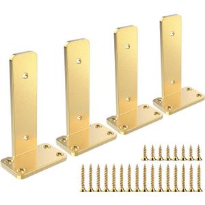 Floating Shelf Brackets Upgraded, 6 inch, Gold Heavy Duty Iron Shelf Brackets, Industrial Modern Floating Shelf Support for Wall Mount Shelves, Wide Brackets,4 Pack, Support DIY(5mm Thickening Type).
