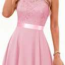 BeryLove Women's Short Prom Dresses for Teens Sleeveless Flowy A Line Wedding Guest Lace Formal Dress XS