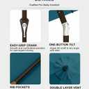 10FT Patio Umbrella, Outdoor Umbrella with Push Button Tilt and Crank, 8 Sturdy Ribs, UV Protection & Waterproof Market Umbrella for Pool, Backyard, Beach,Deck (Lake Blue)