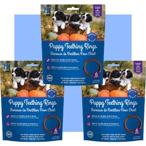 N-Bone Puppy Teething Rings Pumpkin Flavor 6 Count Bag Multi Pack, Total 3 Bags, 21.6-oz (18 Rings) (EXP 12/01/27)