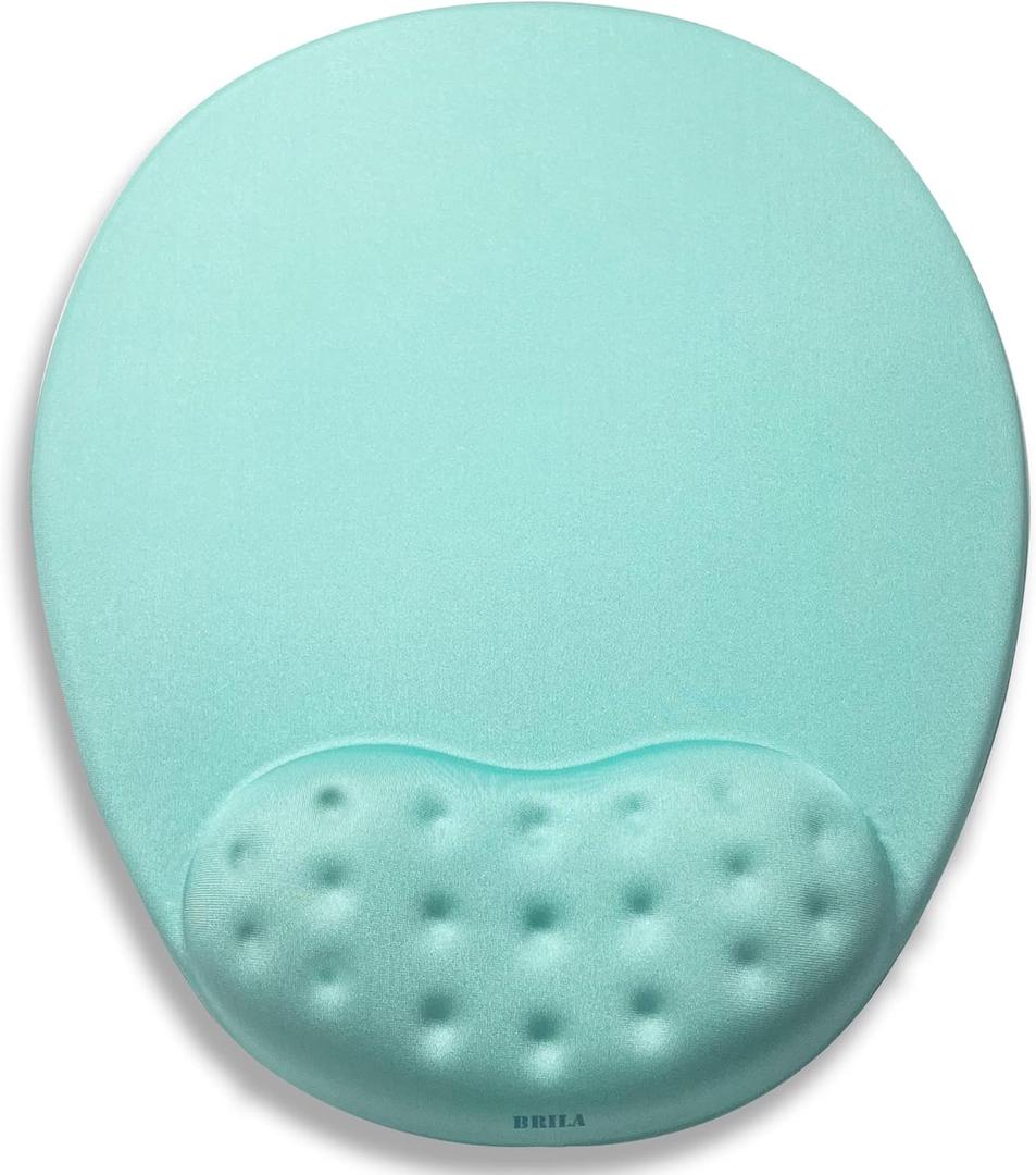 2 x BRILA Large Mouse Pad with Ergonomic Memory Foam Wrist Rest Support - Massage Holes Design - Skidproof Pu Bottom - Wrist Fatigue/Pain Relief Mousepad with Elbow Hand Cushion for Gaming & Work (Aquamarine)