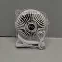 BESKAR Clip on Fan, 360 Rotation Quiet Stroller Fans with Strong Airflow,3 Speeds, Portable Small Fans with Sturdy Clamp,Perfect Personal Cooling Fan for Office Table Bedroom Kitchen (White)