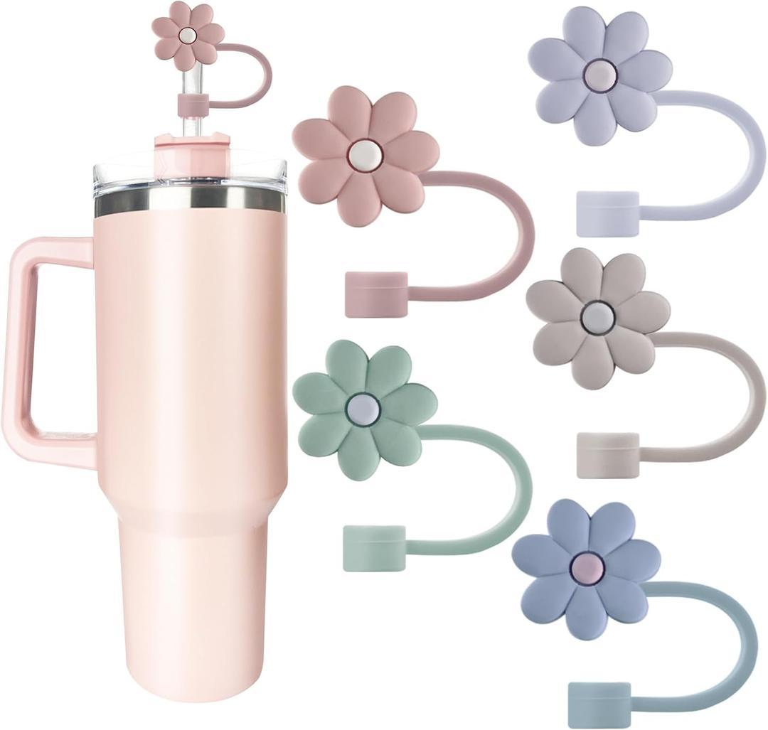 5Pcs 0.4in/10mm Diameter Silicone Straw Covers Cap Compatible with Stanley 20 30&40 Oz Cup, Straws Topper for Stanley 40 Oz Tumbler with Handle, Dust-Proof Straw Caps for Water Bottle