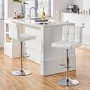 Yaheetech Bar Stools Set of 2, PU Leather Adjustable Swivel Barstools, Armless Hydraulic Kitchen Counter Bar Stool, Kitchen Island Chairs Set of 2, White