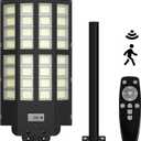 Solar Street Light Outdoor, 200000LM 6500K Parking Lot Lights Dusk to Dawn, IP67 Waterproof Motion Sensor Light with Remote Control Timer & Dimmable, Wide Lighting Angle Flood Lamp for Yard