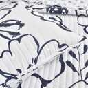Lush Decor Scandinavian Floral Quilt King Size Reversible 3 Piece Set Navy & White - Floral Bedding Set King Quilt - White Bedding - Cottage Core Decor