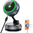 Qi2.2 Magnetic Car Mount Charger【25W Fast Charging+Ice-Cooling】 360° Rotating Fast Wireless Charger Stand with Cooling Fan/LED Light,Vacuum Magnetic Phone Holder Compatible with iPhone 12-17, S26/S25