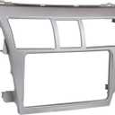 Silver Car Radio Fascia Panel for Toyota Vios Yaris Sedan Belta Radio Frame Radio Stereo Dash Installation Mount Trim Kit Face Plate Audio Panel DVD Navigation Panel Frame 2 Din