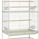 Prevue Pet Products Wrought Iron Flight Cage with Stand, Large Birdcage for Pets, Metal Cage Standing Birdcage, Chalk White