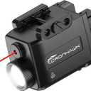 Pistol Light Red Laser Combo Rechargeable, 700 Lumen Red Beam Flashlight for Picatinny 1913 Rail Mounted Light with Strobe, USB-C Charging