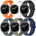 6 Pack Silicone Sport Bands Compatible with Samsung Galaxy Watch 8 40mm 44mm/Galaxy Watch 8 Classic 46mm, No Gap Sporty Corrugated Strap for Men Women