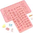Pack of 2 Silicone Moulds Letters and Numbers, Chocolate Mould Letters Numbers, Rubber Bear Moulds Sweets, Silicone Moulds Casting Moulds DIY for Ice Cubes, Candles, Soaps - Pink