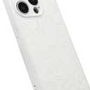 MC Fashion Cute Cartoon Solid Color PU Leather Skin Soft TPU Case Compatible with 15 Pro Max 6.7 inch 2023 (White)