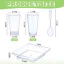 Nuogo 300 Pcs Mini Dessert Cups with Spoons 5.6 oz Square Plastic Dessert Cups 3 oz Round Shooter Containers 3.6 Inch Clear Plastic Plates Disposable Containers for Appetizers Parfait Pudding(Clear)