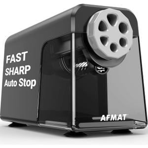 AFMAT Electric Pencil Sharpener Heavy Duty, 6 Holes, Auto Stop Pencil Sharpener, Classroom Electric Sharpener for 6-11mm Colored Pencils, 7000 Sharpenings, Fast Sharpen, Do not Eat up Pencils PSX1 (Gray)
