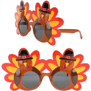 BOLZRA Thanksgiving Turkey Sunglasses Props 2 Pack Cartoon Eyeglasses Autumn Costume Glasses for Thanksgiving Day Party Favor Accessories Creative Decoration