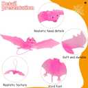 Liliful 50 Pcs 3 Size Halloween Hanging Bats Decorations Creepy Flying Rubber Bats Decor Realistic Figurine for Halloween Indoor Outdoor Party Supplies Prank Toy Haunted Decoration(Pink)